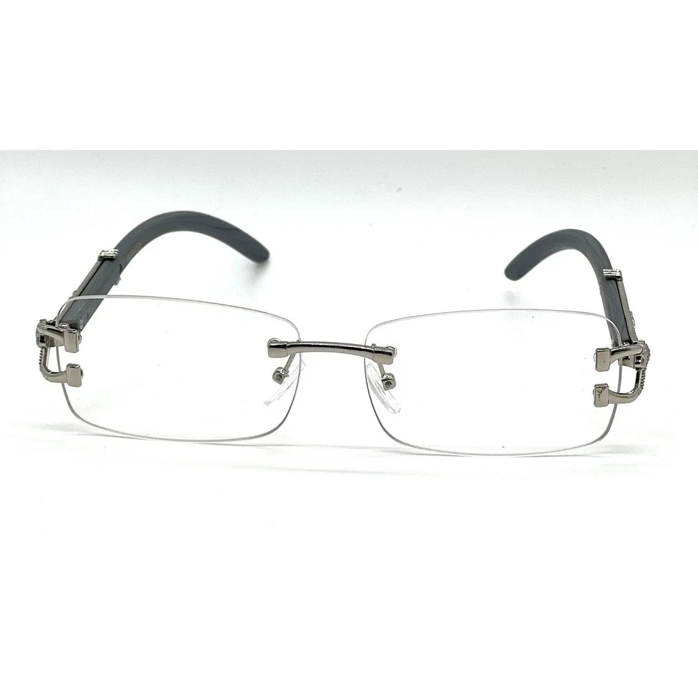 Vintage Men's Hip Hop Oval Clear Lens Retro Rimless Silver Frame Fashion Glasses